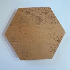 Talisman‎ Designs Wooden Honeycomb Bee Engraved Hexagon Serving Tray Decor
